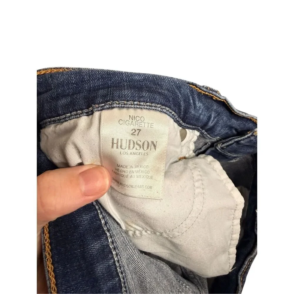 Hudson‎ Nico Cigarette Mid Rise Jeans in Outshine Raw Hem Size 27